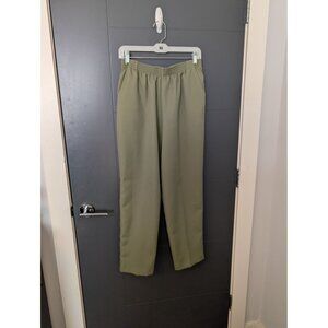 Donnkenny Petite Womens Sage Green Elastic Waist Pull-On Pants with Pockets 16P
